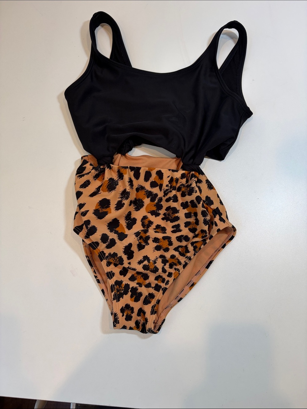 Art Class Girls Cutout One-Piece Swimsuit Leopard Print Size M